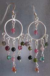 Tourmaline earings on sterling silver hoops